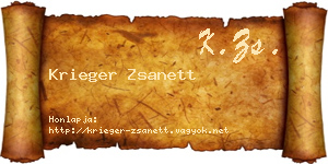 Krieger Zsanett névjegykártya